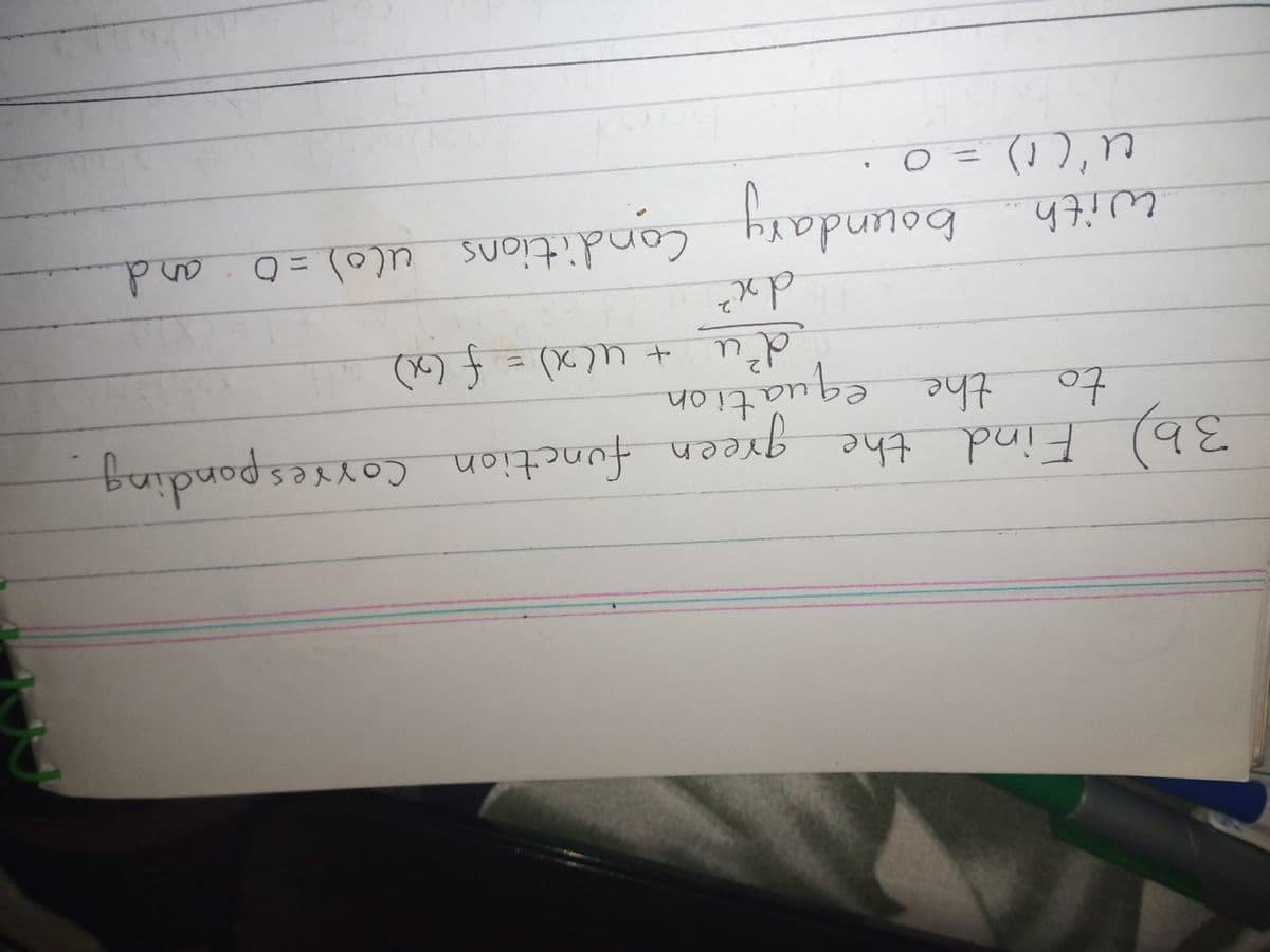 (3)
to
the equation
3b) Find the green function Corresponding
47ith
boundary and
Conditions ulo) = 0
(1),n
