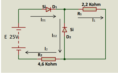 E 25V₁
Si D₁
ID1
12
ID2
R₂
4,6 Kohm
Si
D₂
2,2 Kohm
R₁