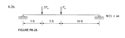 8-26.
W21 x 44
5 ft
5 ft
10 ft
FIGURE P8-26
