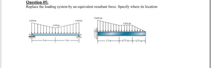 Question 05:
Replace the loading system by an equivalent resultant force. Specify where its location
RNim
AN
