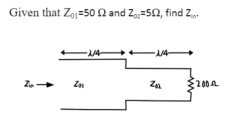 Given that Zo₁=50 2 and Zo₂=502, find Zin
-1/4-
-1/4-
Zin
Zoz
Zoi
2002