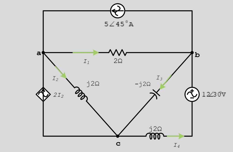 5445 A
a
I1
I3
I2
j20
-j20
1230v
212
j22
all
I4
le
