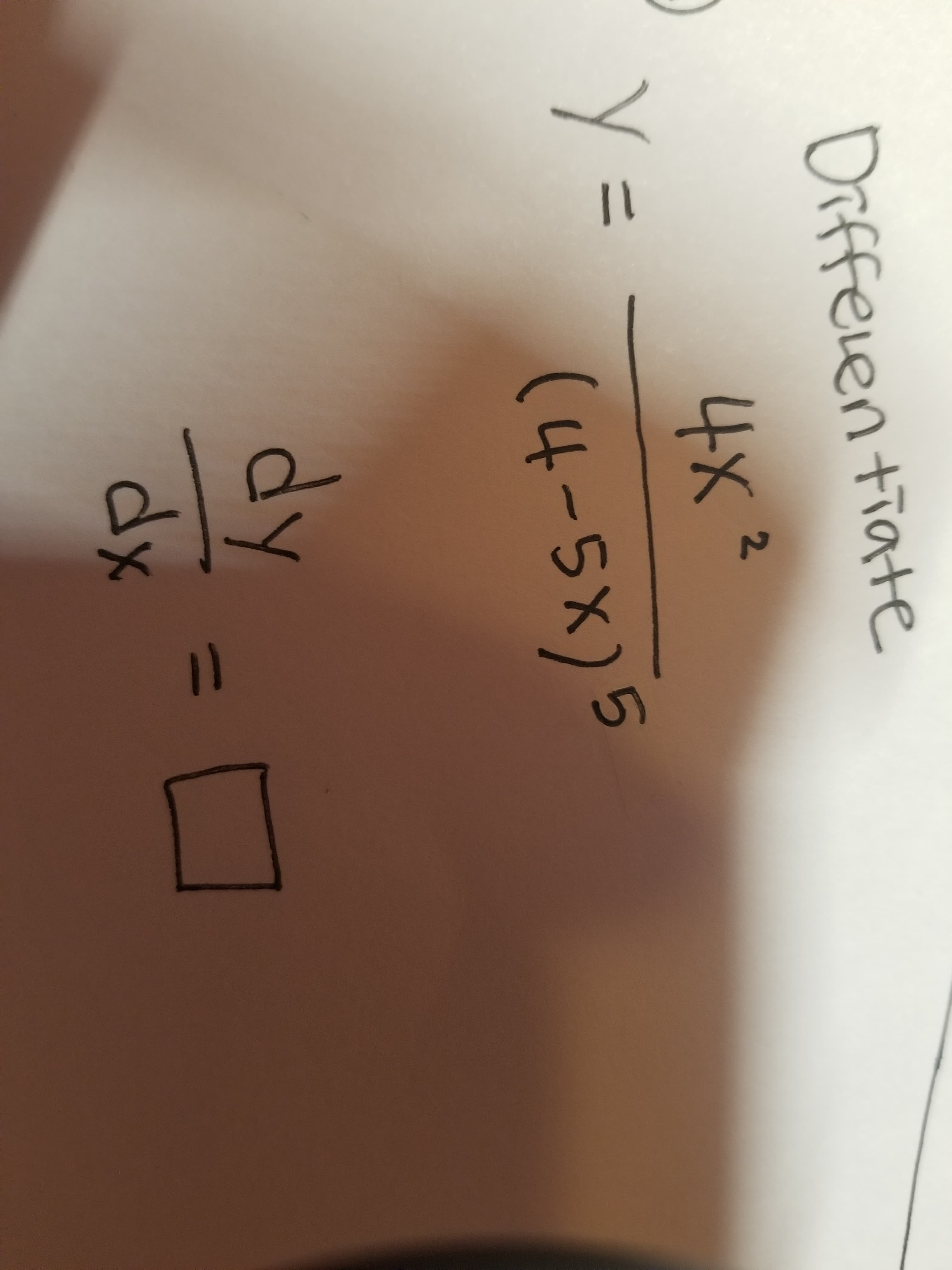 Diffelen tiate
2.
y =
(4-5x)5
