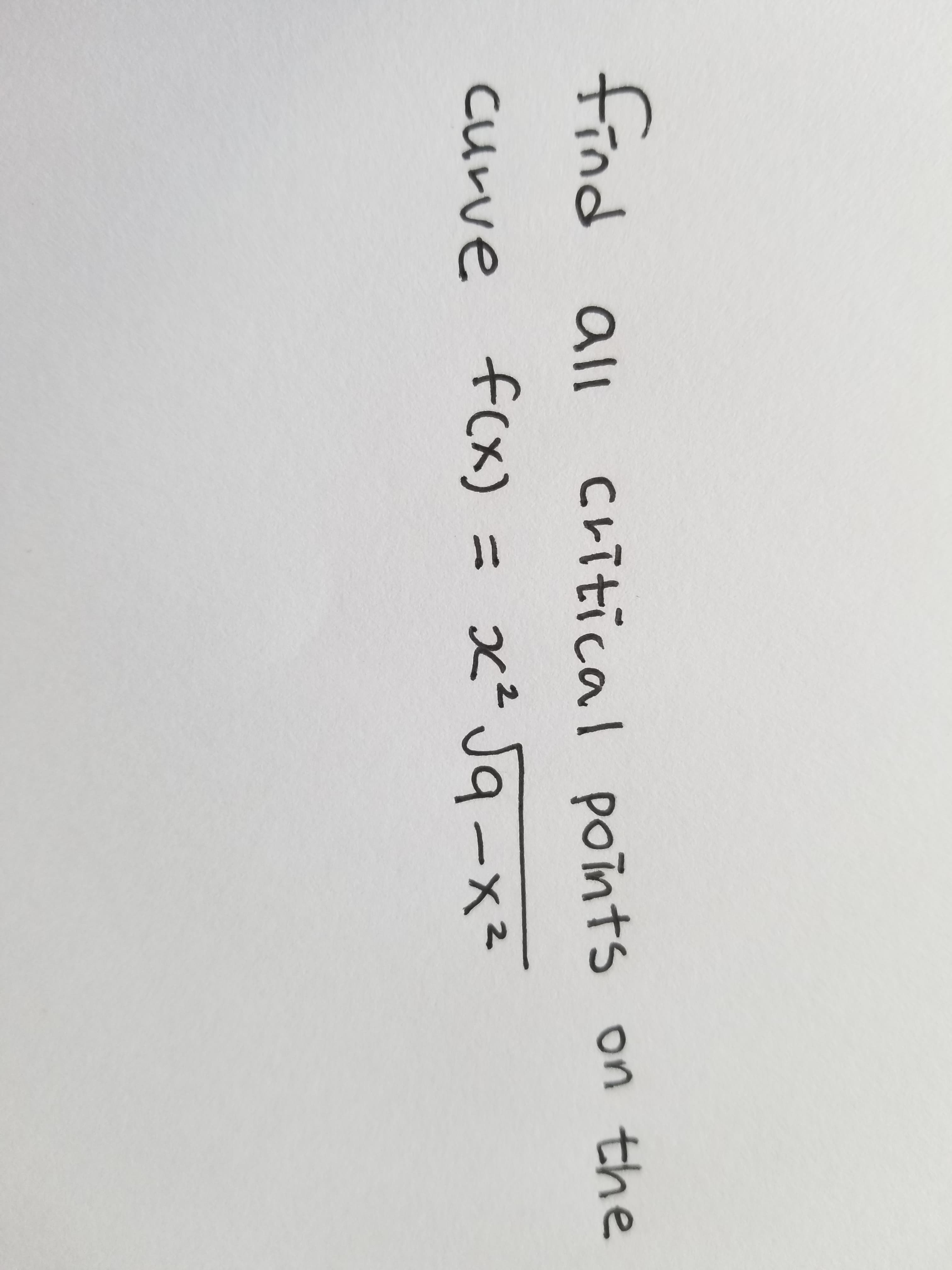 frod ll
Critical points on the
fcx) = x² Jq-x²
2.
curve f(x)
