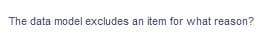 The data model excludes an item for what reason?