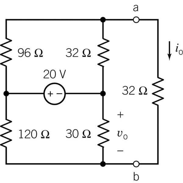 a
io
96 2
32 N
20 V
32 Q
Uo
120 Ω 30 Ω
