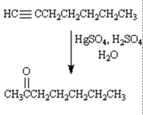 HC= CCH,CH,CH2CH2CH3
HgSO4, H,SO
H20
CH;CCH,CH,CH,CH2CH3
