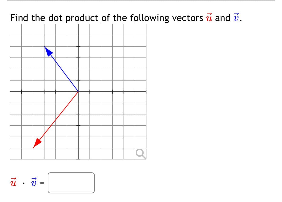 Find the dot product of the following vectors u and v.
II
is
