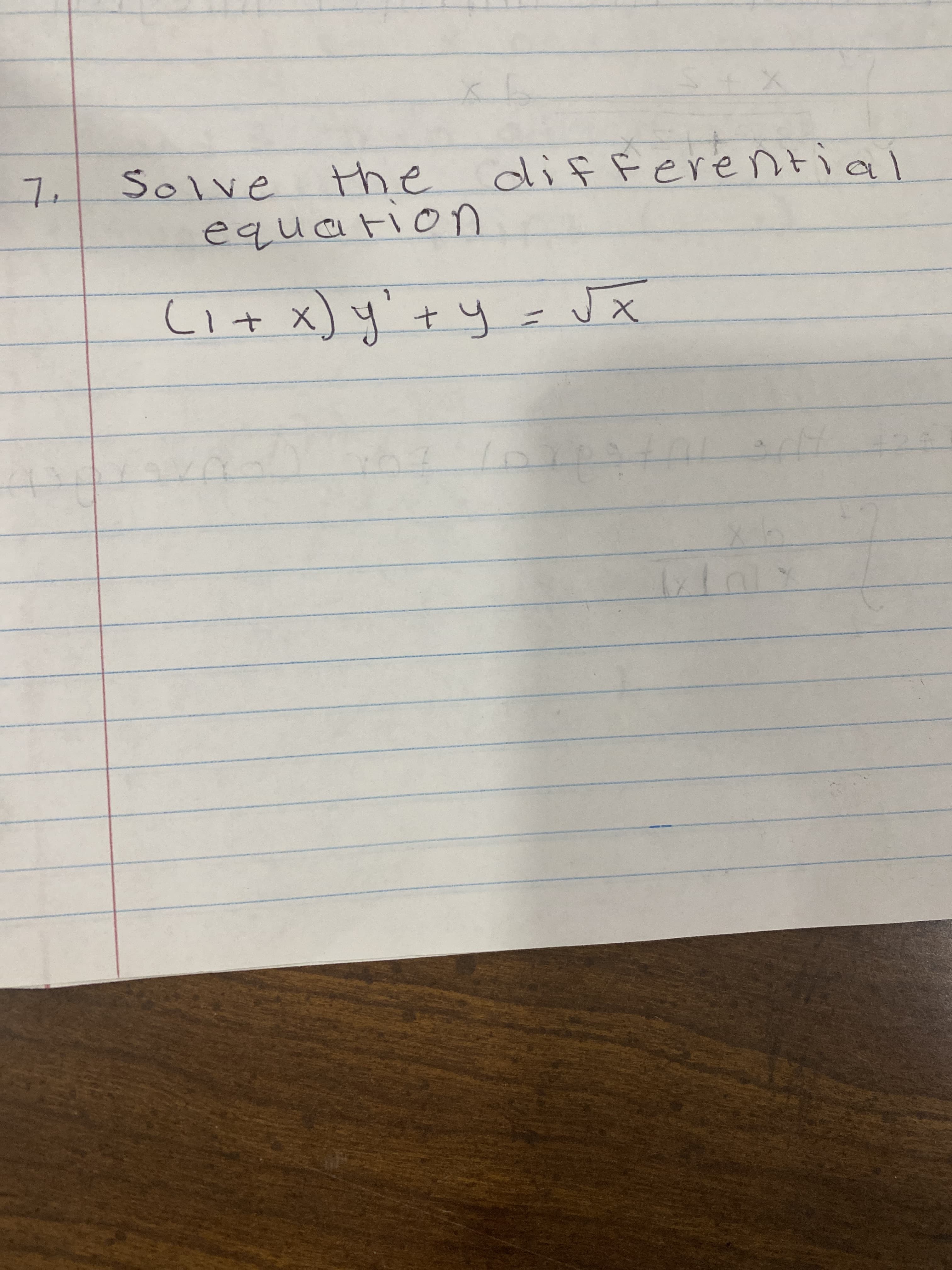 Solve the
equation
difFerential
Ci+ x) y' + y = Jx
%3D
