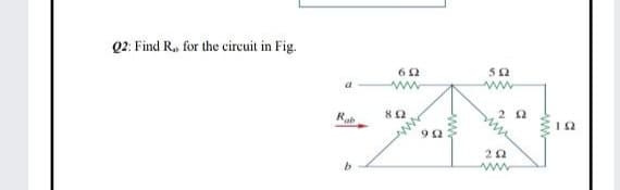 Q2: Find R., for the circuit in Fig.
62
Rab
ww
