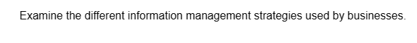 Examine the different information management strategies used by businesses.