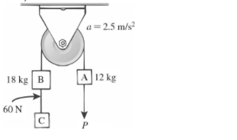 a=2.5 m/s²
18 kg B
A 12 kg
60 N
C
