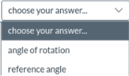 choose your answe.
choose your answer.
angle of rotation
reference angle
