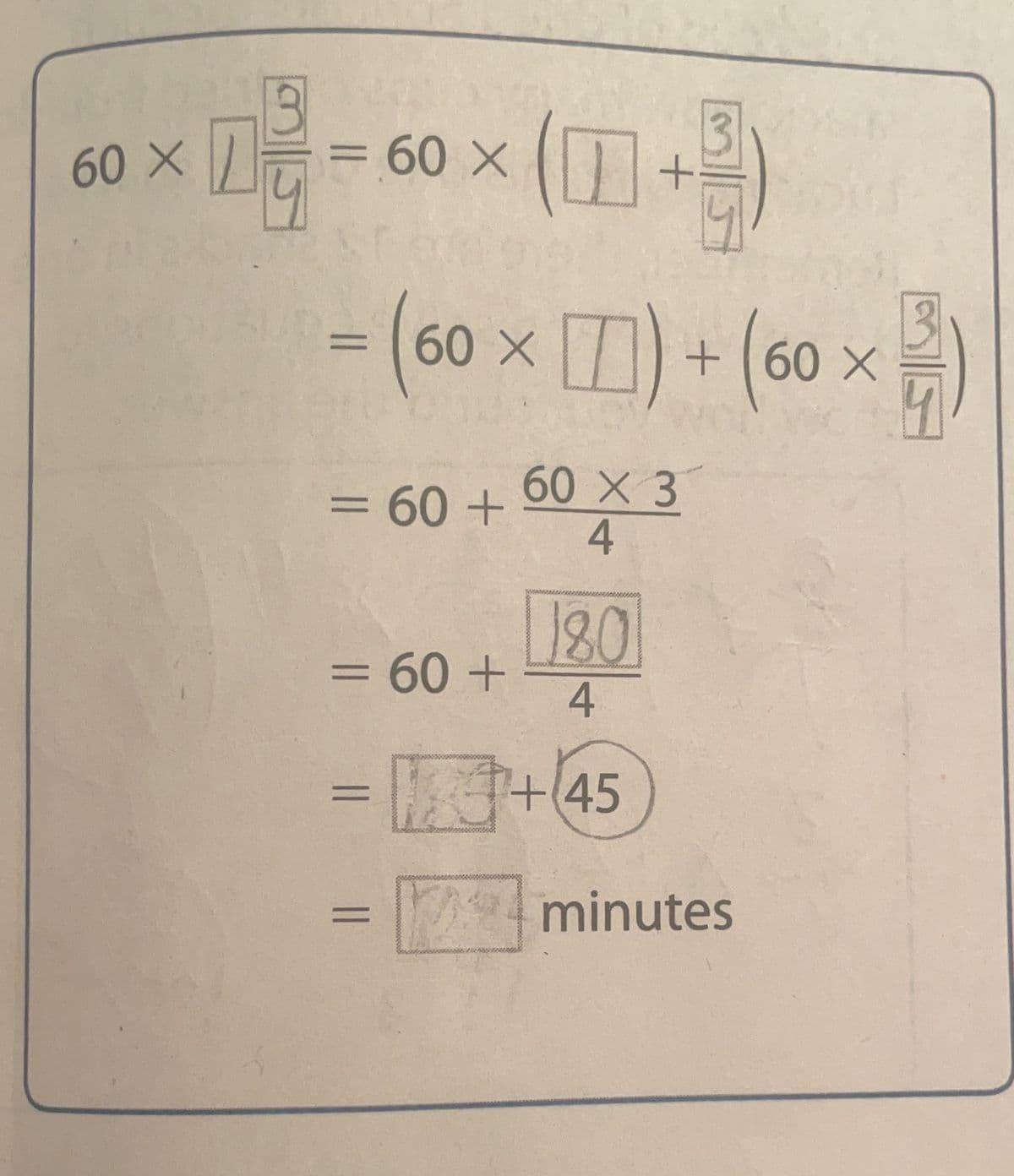 60 X
= 60 × +
%3D
-(60 × ) + (60 ×
%3D
+60 X
60 X 3
= 60+
180
=60+
= +45
%3D
194minutes
