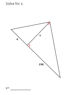 Solve for x.
A
196
X=
