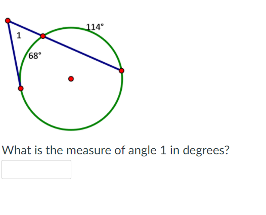 114°
1
68°
What is the measure of angle 1 in degrees?
