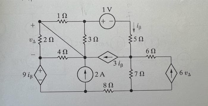 +
ΟΔ
9 ig
ΣΖΩ
+
1Ω
4Ω
www
www
3Ω
1V
(+
Ο 1) 2 A
3 ίβ
8 Ω
www
lig
Σ5 Ω
ΣΤΩ
6Ω
6 vs