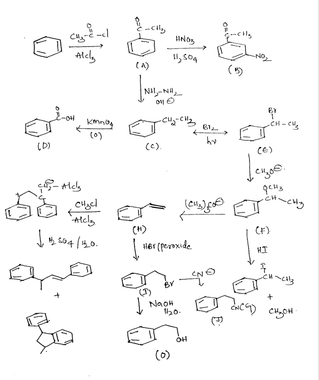 :-cly
HNO3
Alcly
(A)
(B)
NI,-NH,
BY
kmnog
CH- CHz
BI
(0)
(D)
(C).
CE)
Alcly
CH
Atcly
CH)
Her (peroxide
HI
CH
BY
I NaoH
20.
(0)
