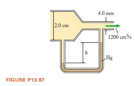 4.0 mm
2.0 cm
1200 cm/s
Hg
FIGURE P13.67
