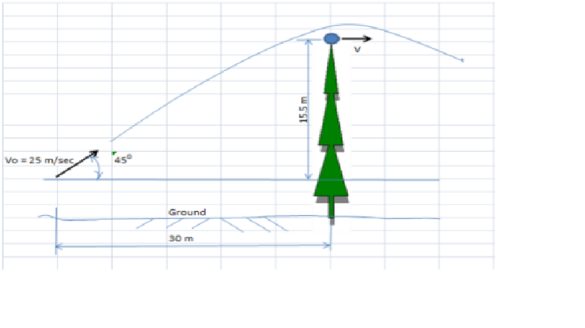 Vo = 25 m/sec
450
Ground
30 m
15.5m
