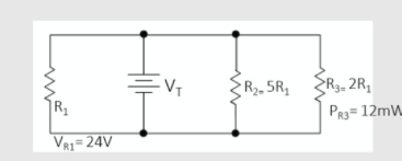 - V-
R2, 5R,
R3, 2Rq
PR3= 12mW
VR1= 24V
