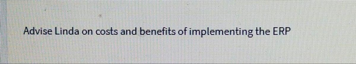 Advise Linda on costs and benefits of implementing the ERP
