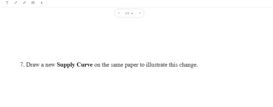 3/4
7. Draw a new Supply Curve on the same paper to illustrate this change.
