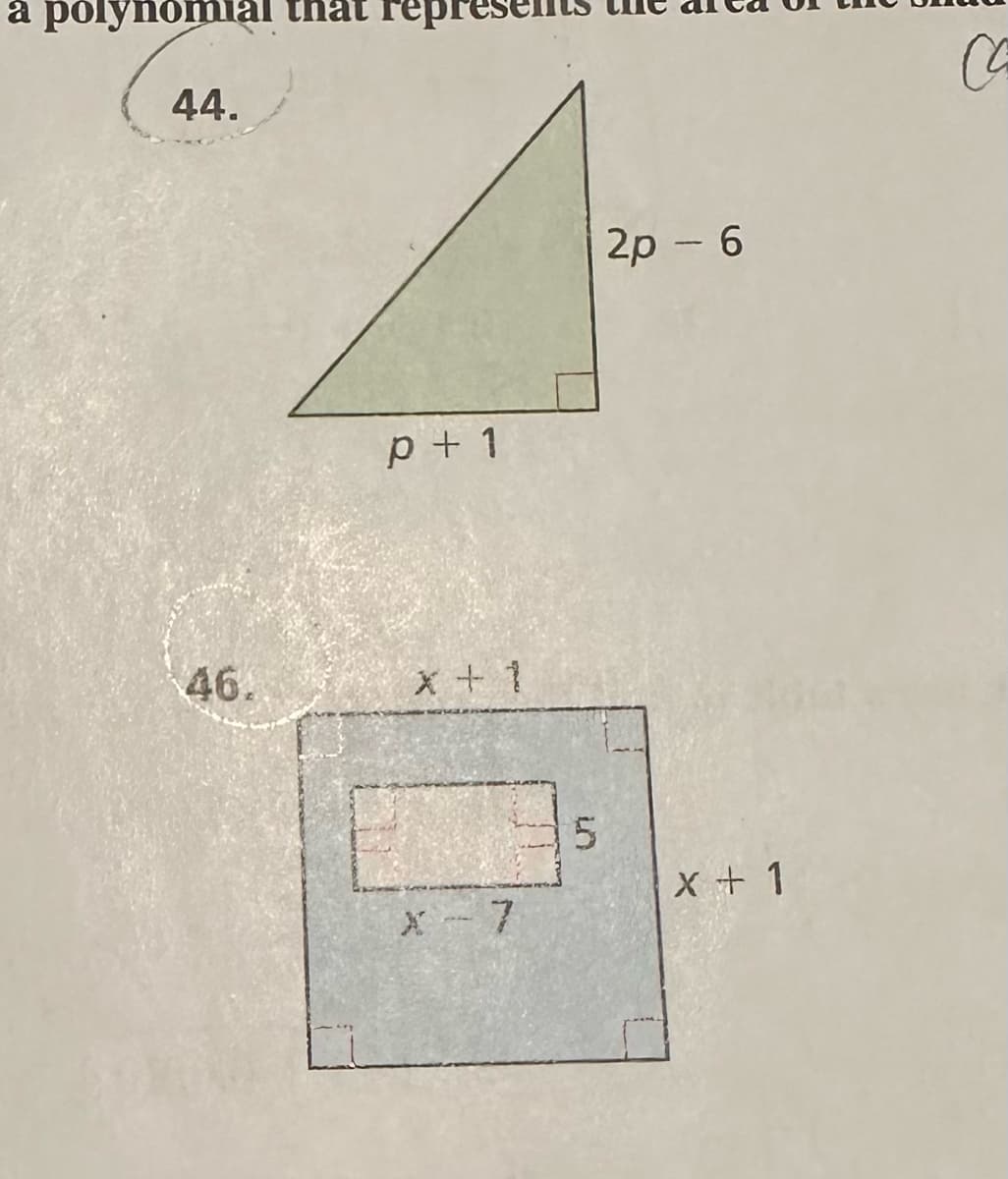 a polynomial
44.
46.
герг
р + 1
x+1
x - 7
5
2p – 6
x + 1
со