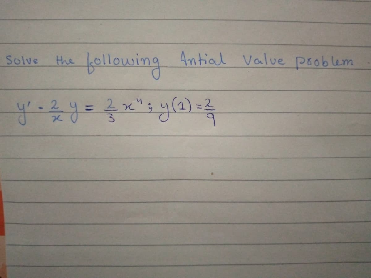 following Antial Value problem
Solve
the
2.
%3D
3.
