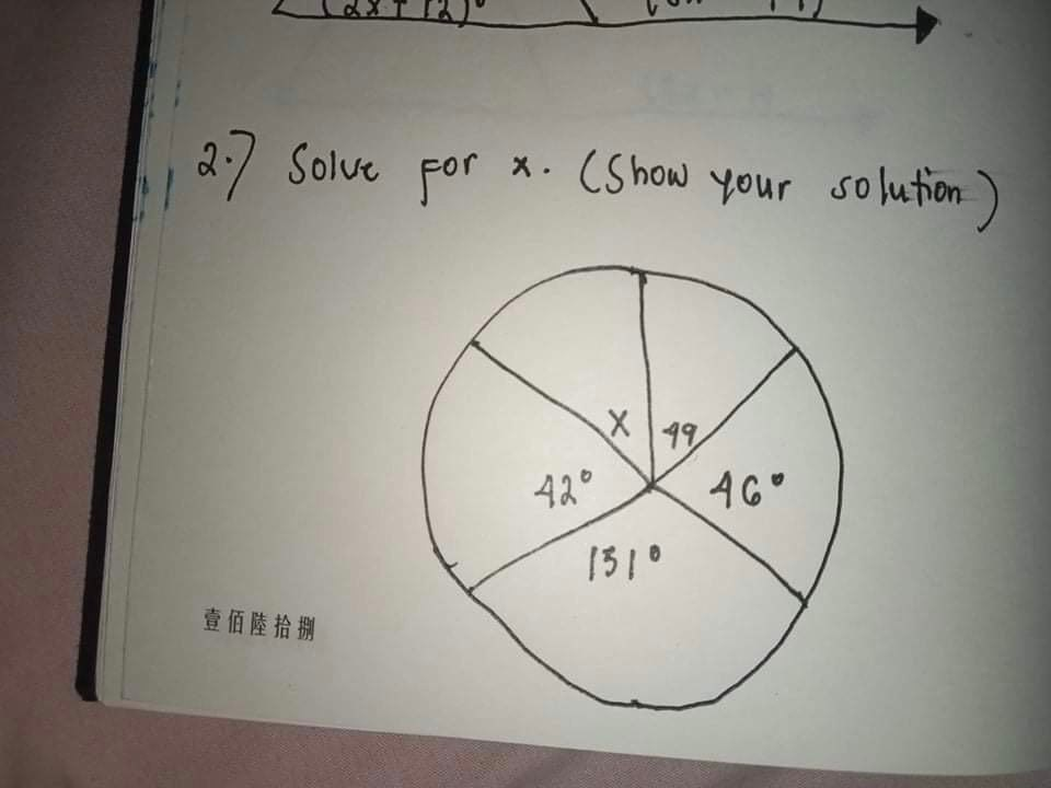 2./ Solve For *. CShow your solution)
19
42°
46°
1310
壹佰陸拾捌

