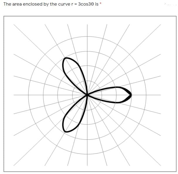 The area enclosed by the curve
3cos30 is
