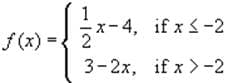 1
x-4, if x <-2
f (x) ={ 2
3-2x, if x >-2
