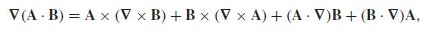 V(A - B) = A x (V x B) + B x (V x A) + (A - V)B + (B V)A,
