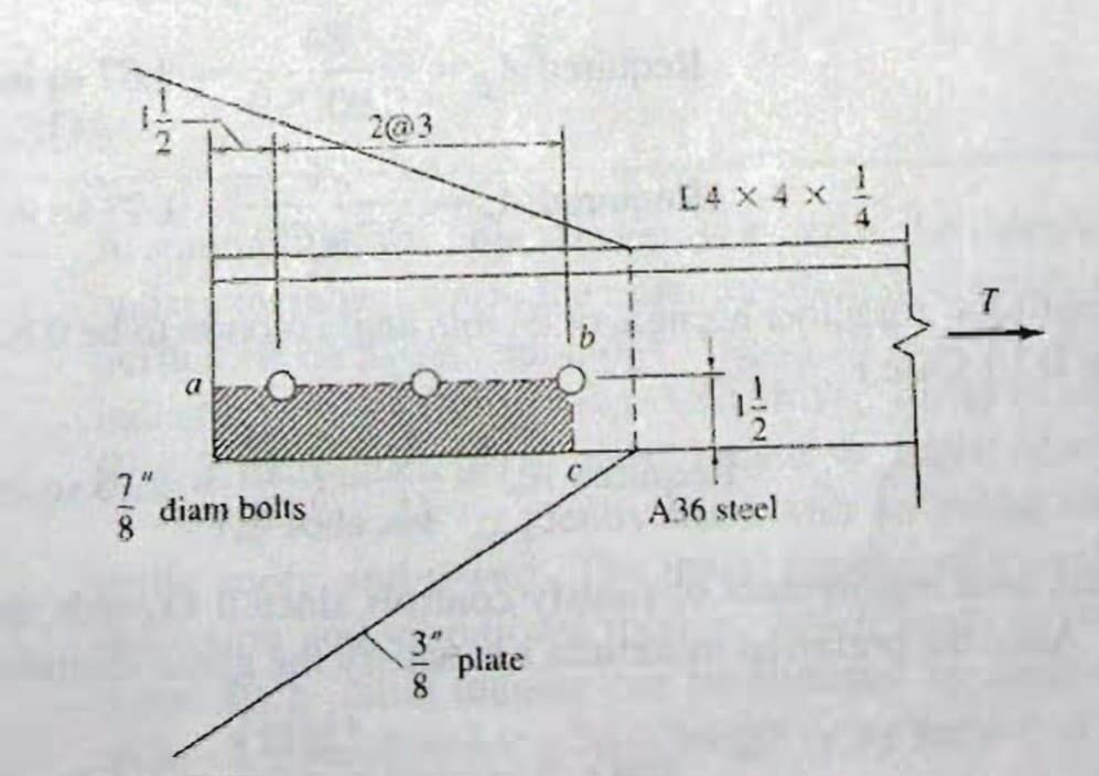 7"
diam bolts
2@3
in 100
8
plate
L4X4X
A36 steel
114