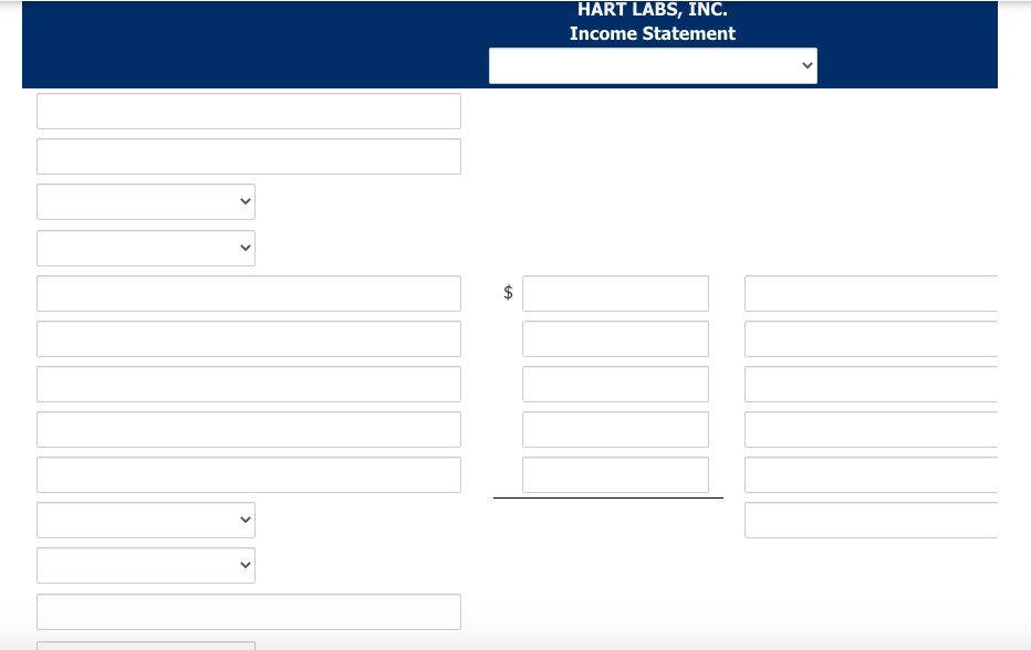 HART LABS, INC.
Income Statement
%24
>
>
>
