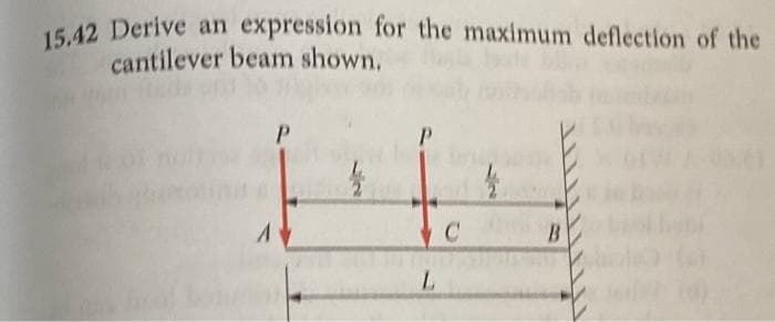 15.42 Derive an expression for the maximum deflection of the
cantilever beam shown.
L.
