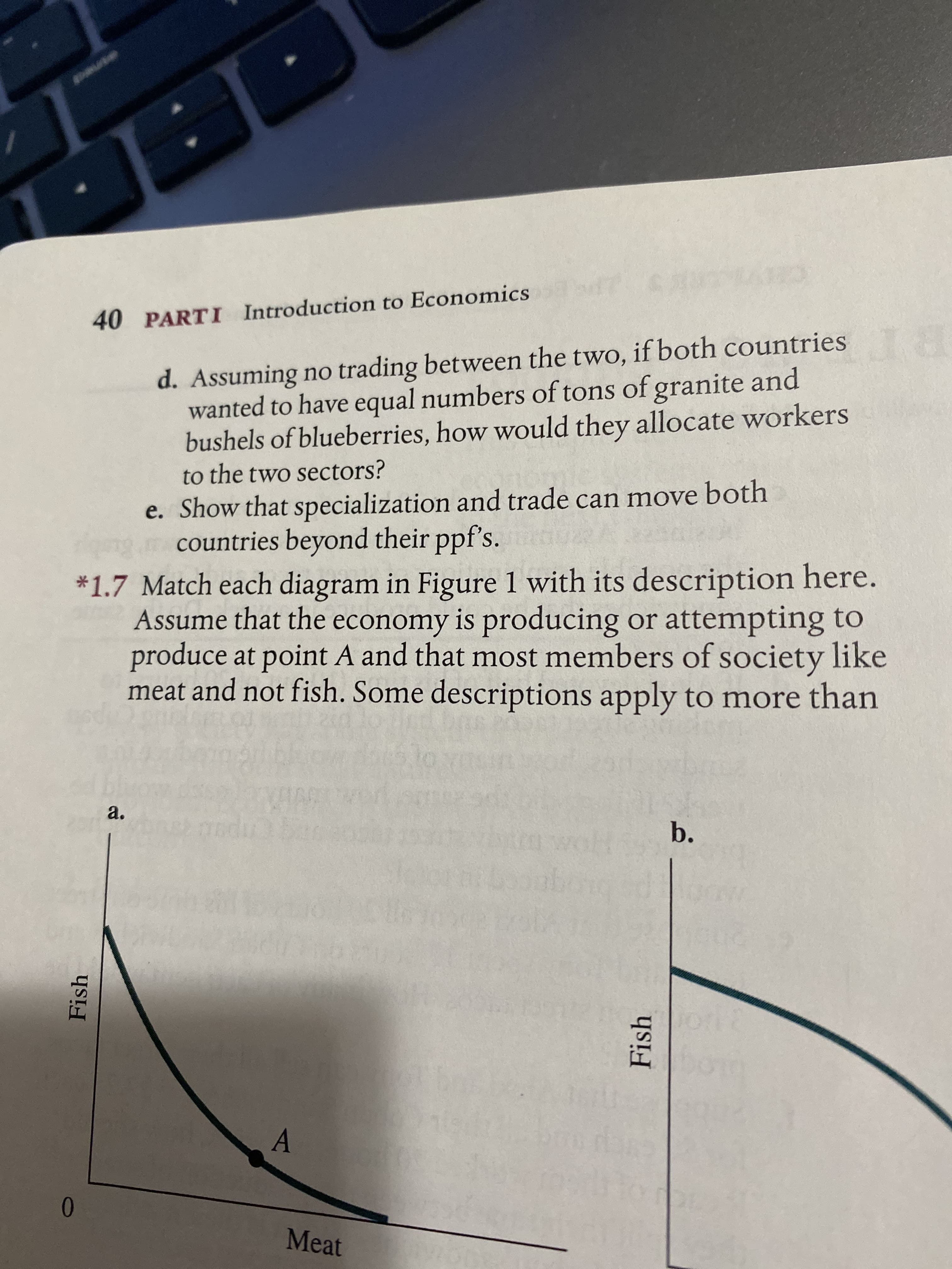 d. Assuming no trading between the two, if both countries
wanted to have equal numbers of tons of granite and
bushels of blueberries, how would they allocate workers
to the two sectors?
hoth
