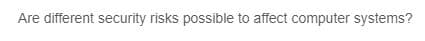 Are different security risks possible to affect computer systems?