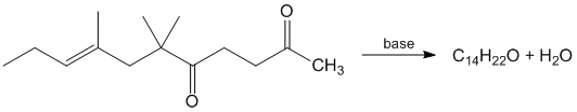 O
CH3
base
C14H22O + H₂O