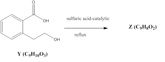 sulfuric acid-catalytic
HO.
Z (C,H3O2)
reflux
HO.
Y (C,H10O3)
