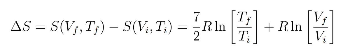 7
AS = S(V¡, T¡) – S(V;, T;) :
f
RIn
+ Rln
T;
