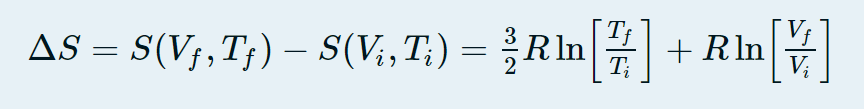 AS = S(V;,T;) – S(V;,T;) = Rln
n +Rn
V;
