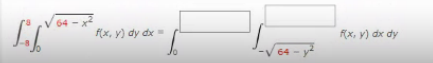 64 -
f(x, y) dy dx =
f(x, y) dx dy
64 - y
