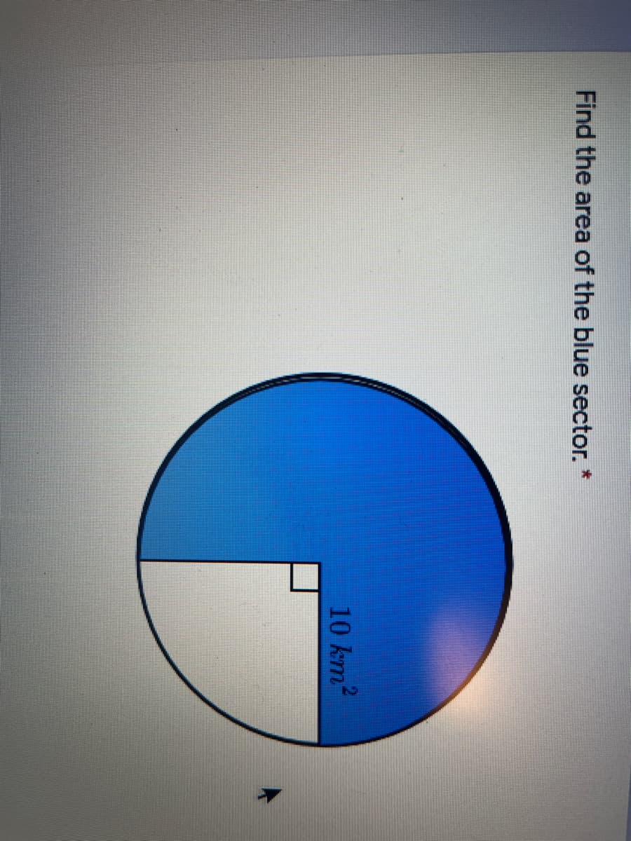 Find the area of the blue sector.
10 km2
