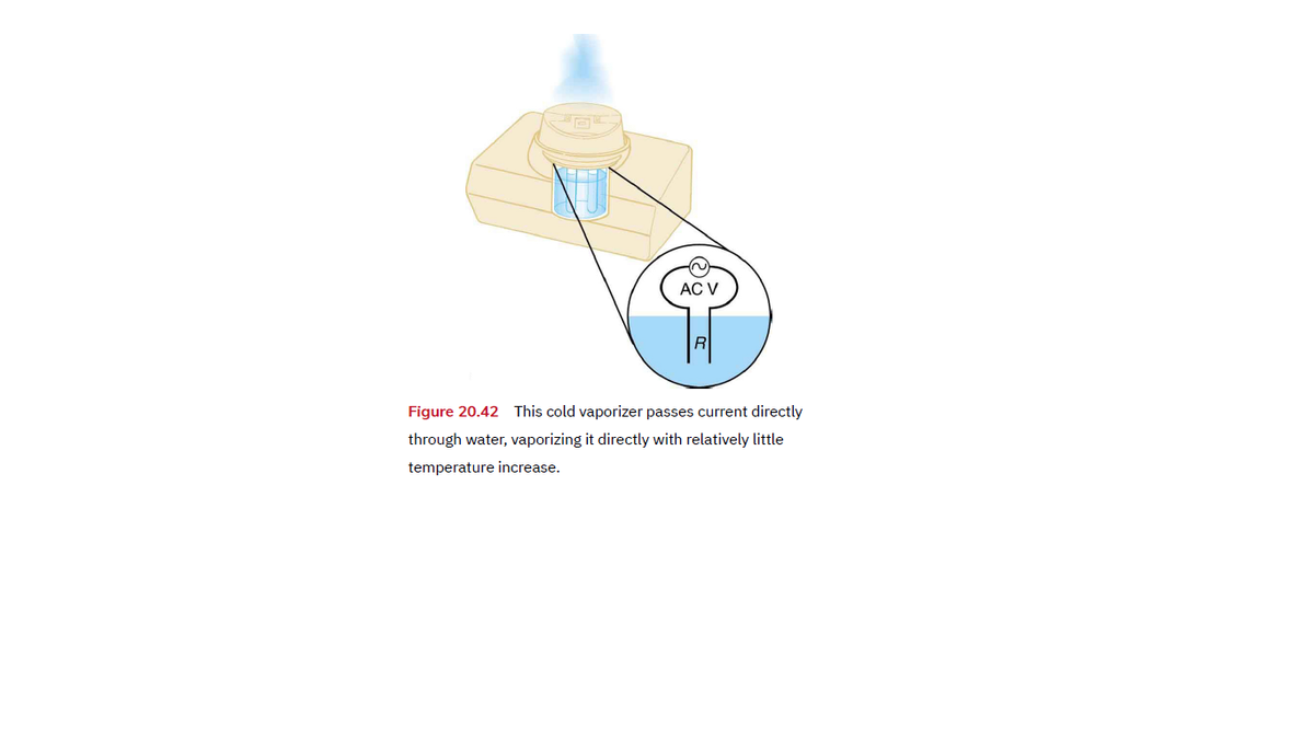 AC V
Figure 20.42 This cold vaporizer passes current directly
through water, vaporizing it directly with relatively little
temperature increase.
