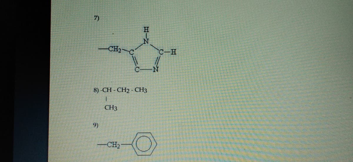 7)
CH2-C
C-H
8) CH-CHz-СН3
CH3
9)
CH2
