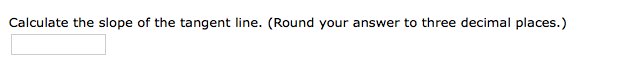 Calculate the slope of the tangent line. (Round your answer to three decimal places.)
