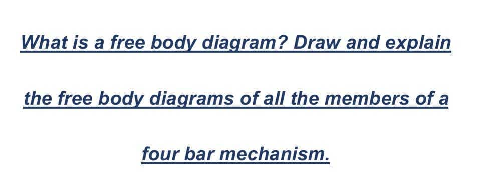 What is a free body diagram? Draw and explain
the free body diagrams of all the members of a
four bar mechanism.
