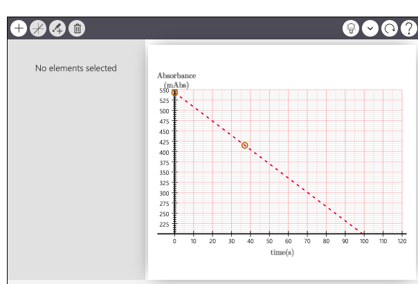 No elements selected
Absorbance
(mAbe)
550
525
S0
475
450
425
O--- ----- ..
400
375
350
325
300
275
250
225
10
30
40
50
60
70
80
90
100
110
120
time(s)
20
