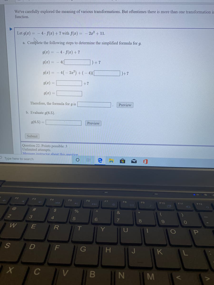 g(x) = – 4 f(x)+7
